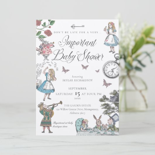 ヴィンテージアリスinワンダーランドおとぎ話ベビーシャワー 招待状 (スタンド正面)