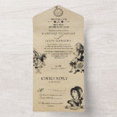 ヴィンテージアリスinワンダーランドオリジナル結婚ズ オールインワン招待状 (内側)