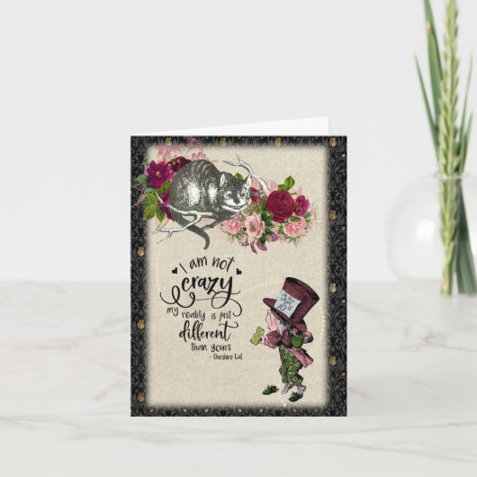 ヴィンテージアリスinワンダーランドキャット&不機嫌帽子屋 ノートカード (正面)