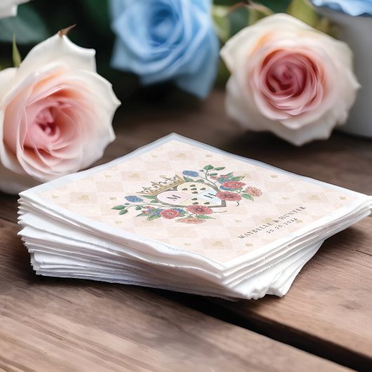 ヴィンテージアリスinワンダーランドクラウンハートモノグラム スタンダードランチョンナプキン