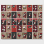 ヴィンテージアリスinワンダーランドコラージュクリスマスプレゼント ラッピングペーパー (フラット)