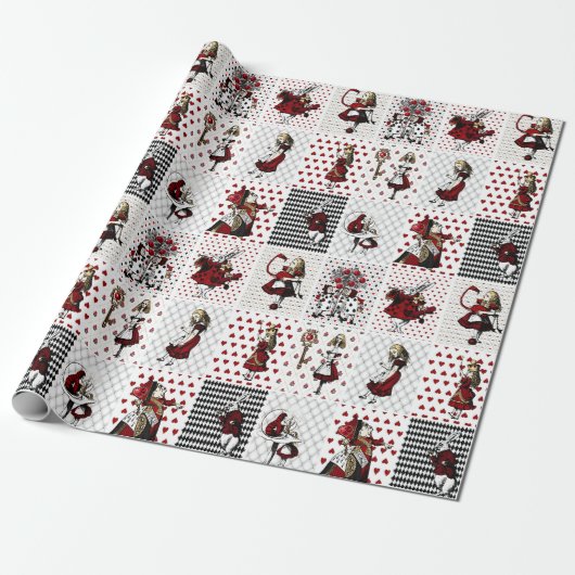 ヴィンテージアリスinワンダーランドコラージュクリスマスプレゼント ラッピングペーパー (アンロールド)