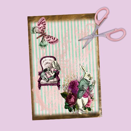 ヴィンテージアリスinワンダーランドストーリーブックホワイトラビット 薄葉紙