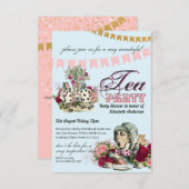 ヴィンテージアリスinワンダーランドティーパーティーカスタムパーティー 招待状 (正面/裏面)