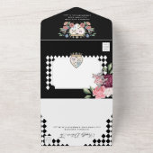 ヴィンテージアリスinワンダーランドブラックチェッカーボード オールインワン招待状 (外側)
