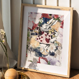 ヴィンテージアリスinワンダーランドホワイトウサギ ポスター