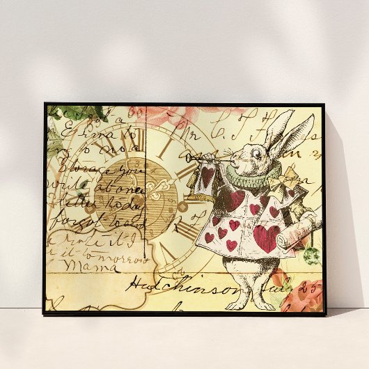 ヴィンテージアリスinワンダーランドホワイトウサギ ポスター