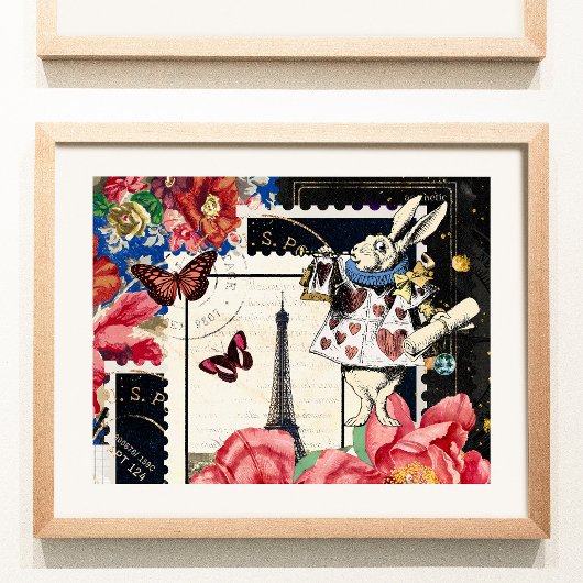 ヴィンテージアリスinワンダーランドホワイトウサギ ポスター