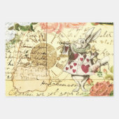 ヴィンテージアリスinワンダーランドホワイトウサギ ラッピングペーパーシート (正面)