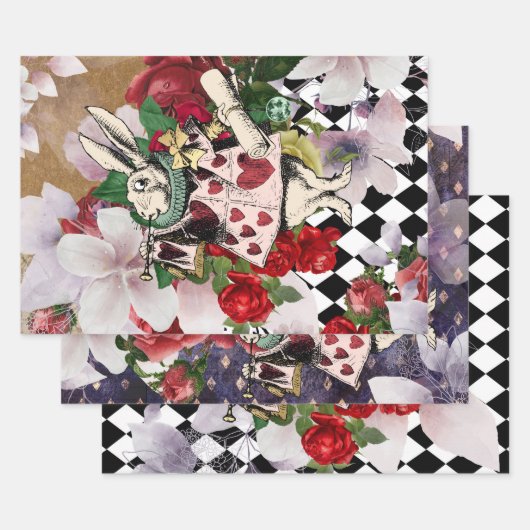 ヴィンテージアリスinワンダーランドホワイトウサギ ラッピングペーパーシート (セット)