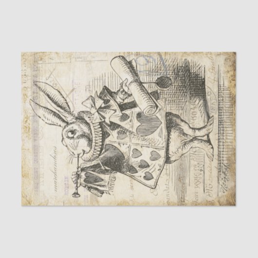 ヴィンテージアリスinワンダーランド白うさぎのデコパージュ 薄葉紙 (正面)