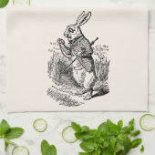 ヴィンテージアリスinワンダーランド白うさぎ時計 キッチンタオル (折り畳み)