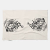 ヴィンテージアリスinワンダーランド白うさぎ時計 キッチンタオル (横)