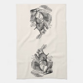 ヴィンテージアリスinワンダーランド白うさぎ時計 キッチンタオル (縦)