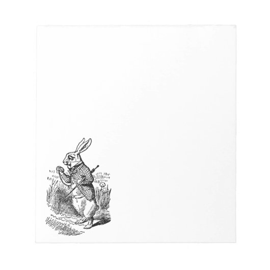 ヴィンテージアリスinワンダーランド白うさぎ時計 ノートパッド (正面)