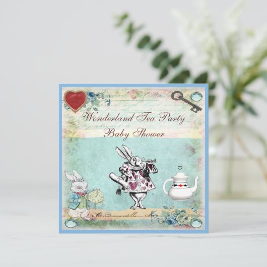 ヴィンテージアリスinワンダーランド赤ちゃんシャワーティーパーティー 招待状 (スタンド正面)