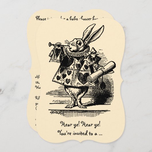 ヴィンテージアリスinワンダーランド赤ちゃんシャワーパーティー 招待状 (正面/裏面)