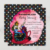 ヴィンテージアリスinワンダーランド赤ちゃんシャワー 招待状 (正面/裏面)