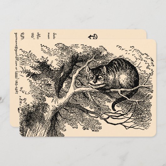 ヴィンテージアリスinワンダーランド,ガール誕生日 招待状 (正面/裏面)