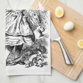 ヴィンテージアリスinワンダーランド，トランプ 飛んでいる キッチンタオル (四つ折り)