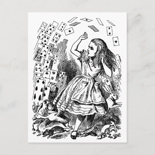 ヴィンテージアリスinワンダーランド,トランプ 飛んでいる ポストカード (正面)