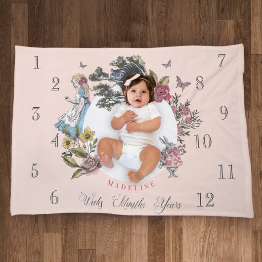 ヴィンテージアリスinワンダーランド |ベビー月マイルストーン シェルパブランケット