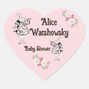 ヴィンテージアリスin Wonderland Pink Girl Baby Shower ハートシール