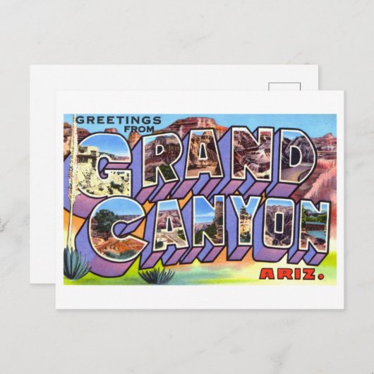 ヴィンテージアリゾナのグランドキャニオンからの挨拶 ポストカード (正面/裏面)