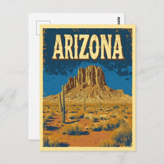 ヴィンテージアリゾナマウンテンロックデザートトラベル ポストカード (正面/裏面)