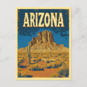 ヴィンテージアリゾナマウンテンロックデザートトラベル ポストカード (正面)