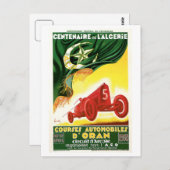 ヴィンテージアルジェリア1930レーシングカーグランプリ ポストカード (正面/裏面)