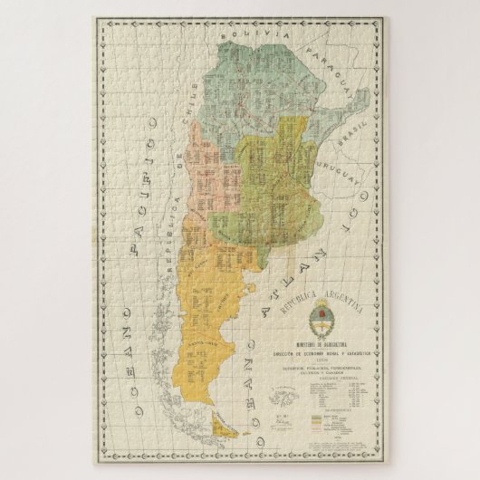ヴィンテージアルゼンチンの地図（1918年） ジグソーパズル (縦)