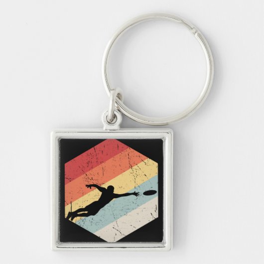 ヴィンテージアルティメットフリスビースポーツレトロ キーホルダー (正面)