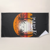 ヴィンテージアルバパームツリーズサマービーチ ビーチタオル (正面)