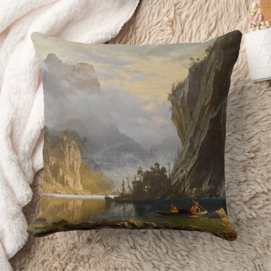 ヴィンテージアルバートビエルシュタットインディアンスピア魚釣り クッション (ブランケット)