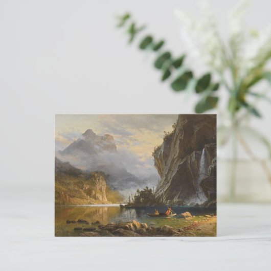 ヴィンテージアルバートビエルシュタットインディアンスピア魚釣り ポストカード (スタンド正面)