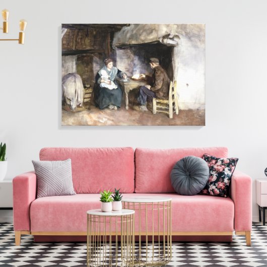 ヴィンテージアルバート・ノイフイA農夫の家族で昼食 キャンバスプリント (インサイチュ (リビング))