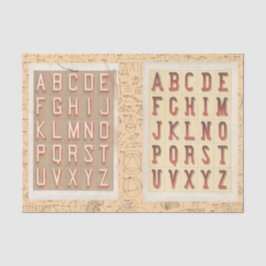 ヴィンテージアルファベットタイポグラフィ数理コラージュ 薄葉紙
