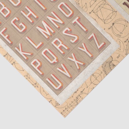 ヴィンテージアルファベットタイポグラフィ数理コラージュ 薄葉紙 (詳細)