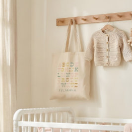 ヴィンテージアルファベットパステルパーソナライズされた トートバッグ