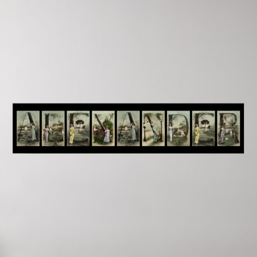 ヴィンテージアルファベット名のアート ポスター (正面)