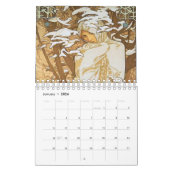 ヴィンテージアルフォンスミュシャザシーズンズアールヌーボー カレンダー (1月 2026)