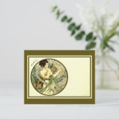 ヴィンテージアルフォンスミュシャ月4月アールヌーボー ポストカード (スタンド正面)