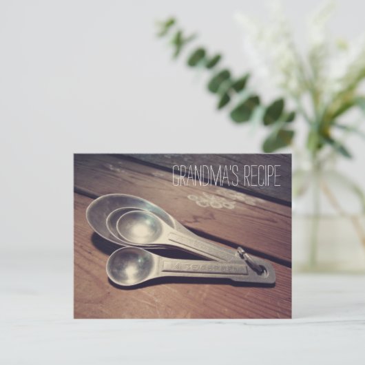 ヴィンテージアルミニウム測定用スプーンレシピカード ポストカード (スタンド正面)
