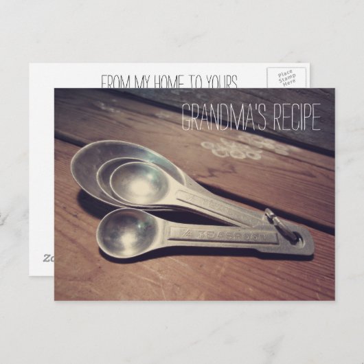 ヴィンテージアルミニウム測定用スプーンレシピカード ポストカード (正面/裏面)