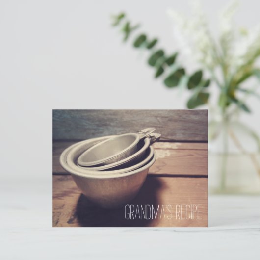 ヴィンテージアルミ計量カップレシピカード ポストカード (スタンド正面)