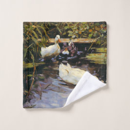 ヴィンテージアレキサンダー・コスター・アヒルが葦の池に ウォッシュタオル