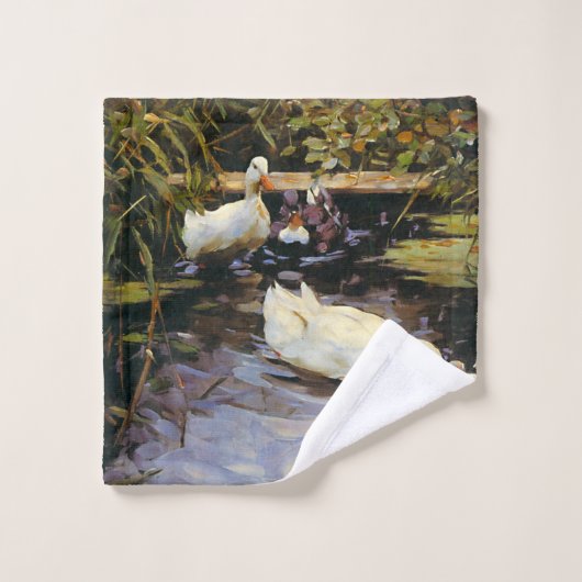 ヴィンテージアレキサンダー・コスター・アヒルが葦の池に ウォッシュタオル (ウォッシュタオル)