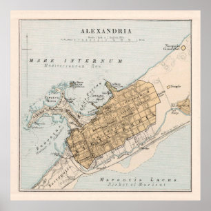 ヴィンテージアレクサンドリアエジプト地図（1874年） ポスター