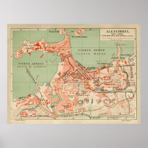 ヴィンテージアレクサンドリア・エジプトの地図(1887) ポスター
